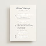 "Vintage Blue" - Wedding Weekend Itinerary Cards in Navy by Becky Nimoy - Front