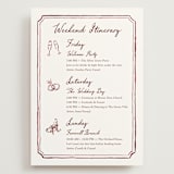 "Handwritten" - Wedding Weekend Itinerary Cards in Wine by Cass Loh - Front