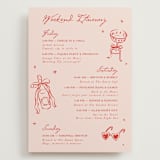 "Cheers to Love" - Wedding Weekend Itinerary Cards in Scarlet by Cass Loh - Front
