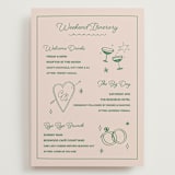 "Crazy Little Thing Called Love" - Wedding Weekend Itinerary Cards in Avocado by Helena Vitto - Front