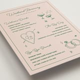 "Crazy Little Thing Called Love" - Wedding Weekend Itinerary Cards in Avocado by Helena Vitto - Detail