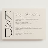 "Modern Monogram" - Wedding Weekend Itinerary Cards in Ecru by Erica Krystek - Front