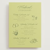"Carlyle" - Wedding Weekend Itinerary Cards in Chartreuse by Everett Paper Goods - Front