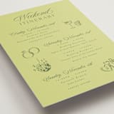 "Carlyle" - Wedding Weekend Itinerary Cards in Chartreuse by Everett Paper Goods - Detail