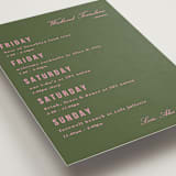 "Bowery" - Wedding Weekend Itinerary Cards in Olive by Kristie Kern - Detail