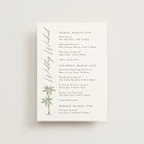 "Palm Monogram" - Wedding Weekend Itinerary Cards in Leaf by Olivia Raufman - Front