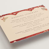 "Japanese Textile" - Wedding Weekend Itinerary Cards in Rose by Jennifer Holbrook - Detail