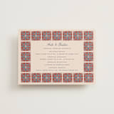 "Block Print Tile" - Wedding Weekend Itinerary Cards in Terracotta by Katharine Watson - Front