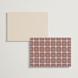"Block Print Tile" - Wedding Weekend Itinerary Cards in Terracotta by Katharine Watson - Back of Card Options