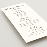 "Handwritten" - Wedding Weekend Itinerary Cards in Wine by Cass Loh - Detail