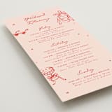 "Cheers to Love" - Wedding Weekend Itinerary Cards in Scarlet by Cass Loh - Detail