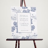 "Coastal Toile" - Welcome Signs in Periwinkle by Jenna Holcomb - In Use