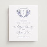 "watercolor flowers crest" - Welcome Signs in Dusty Blue by Cass Loh - Front