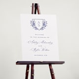 "watercolor flowers crest" - Welcome Signs in Dusty Blue by Cass Loh - In Use