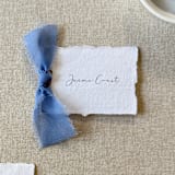 "Handmade Paper Tag with Dusty Blue Ribbon | Set of 10 | Custom Text" - Favor Tags in blue by Cotton and Bow