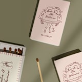 "Vintage Car Customizable Matchboxes | Set of 50" - Matchbooks and Matches in pink by Paper Haven