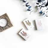 "Sage Matchbox, Gold on White" - Matchbooks and Matches in white by Jessica Cunningham
