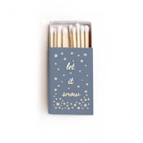 "Let It Snow Matchbox, Gold on Dusty Blue" - Matchbooks and Matches in gold by Jessica Cunningham