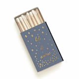 "Let It Snow Matchbox, Gold on Dusty Blue" - Matchbooks and Matches in gold by Jessica Cunningham