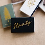 "Howdy Matchbox, Gold on White" - Matchbooks and Matches in white by Jessica Cunningham