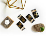 "Phases of the Moon Matchbox, Gold on Black" - Matchbooks and Matches in gold by Jessica Cunningham