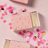 "Confetti Ribbons Matchbox with Colorful Matchsticks" - Matchbooks and Matches in pink by Summer Hedglin