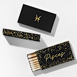 "Pisces Matchboxes, Black and Gold, Pack of 4" - Matchbooks and Matches in natural by ForYourParty