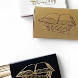 "Book Lover Matchbox, Gold on Black" - Matchbooks and Matches in black by Jessica Cunningham