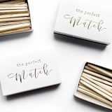 "The Perfect Match Matchbox, Gold on White" - Matchbooks and Matches in white by Jessica Cunningham