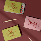 "Pink and Green Customizable Matchboxes | Set of 50" - Matchbooks and Matches in green by Paper Haven