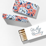 "Personalized Painted Floral Script Names Matchboxes, set of 100" - Matchbooks and Matches in multicolor by ForYourParty