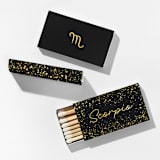 "Scorpio Matchboxes, Black and Gold, Pack of 4" - Matchbooks and Matches in white by ForYourParty
