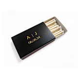 "Set of 25 Custom Text Wedding Matchboxes | Pretty Wedding Match Favors | Gold on Black" - Matchbooks and Matches in black by Jessica Cunningham