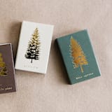 "Noble Fir Tree Matchbox, Gold on Evergreen" - Matchbooks and Matches in green by Jessica Cunningham