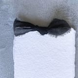 "Handmade Paper Menus With Navy Blue Bow | Set Of 10 | Custom Text" - Menus in blue by Cotton and Bow