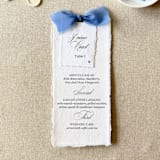 "Dusty Blue Dinner Menus with Name Cards | Handmade paper | Set Of 10" - Menus in blue by Cotton and Bow
