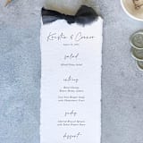 "Handmade Paper Menus With Black Bow | Set Of 10 | Custom Text" - Menus in black by Cotton and Bow
