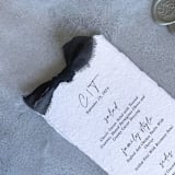 "Handmade Paper Menus With Black Bow | Set Of 10 | Custom Text" - Menus in black by Cotton and Bow