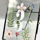"Wedding Table Number Black Glass Pressed Flower Frame" - Table Numbers in black by Christine OMalley