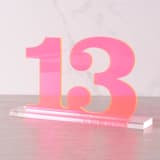 "Clarendon Table Numbers, Fluorescent Pink" - Table Numbers in pink by Em and Me Studio