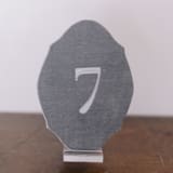 "Double Sided Table Number - Oval - Dove" - Table Numbers in gray by Velvet Raptor