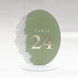 "Oval Printed Acrylic Table Numbers w/ Gold Mirror Numbers" - Table Numbers in clear by Artifacture
