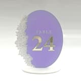 "Oval Printed Acrylic Table Numbers w/ Gold Mirror Numbers" - Table Numbers in clear by Artifacture