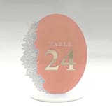 "Oval Printed Acrylic Table Numbers w/ Gold Mirror Numbers" - Table Numbers in clear by Artifacture