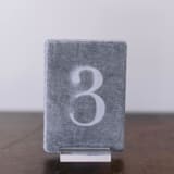 "Double Sided Table Number - Small Rectangle - Dove" - Table Numbers in gray by Velvet Raptor