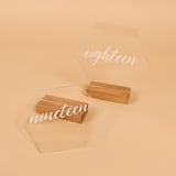 "Acrylic Table Number | Set “16-20” | Hexagon" - Table Numbers in clear by Hanna Roberts