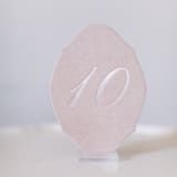 "Blush Script Oval Table Number" - Table Numbers in pink by Velvet Raptor