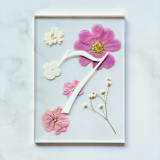 "Silver-Lined Pressed Flower Table Number, Pink" - Table Numbers in white by Jasmine Jhunjhnuwala