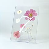 "Silver-Lined Pressed Flower Table Number, Pink" - Table Numbers in white by Jasmine Jhunjhnuwala