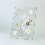 "Gold-Lined Pressed Flower Table Number, White" - Table Numbers in gold by Jasmine Jhunjhnuwala